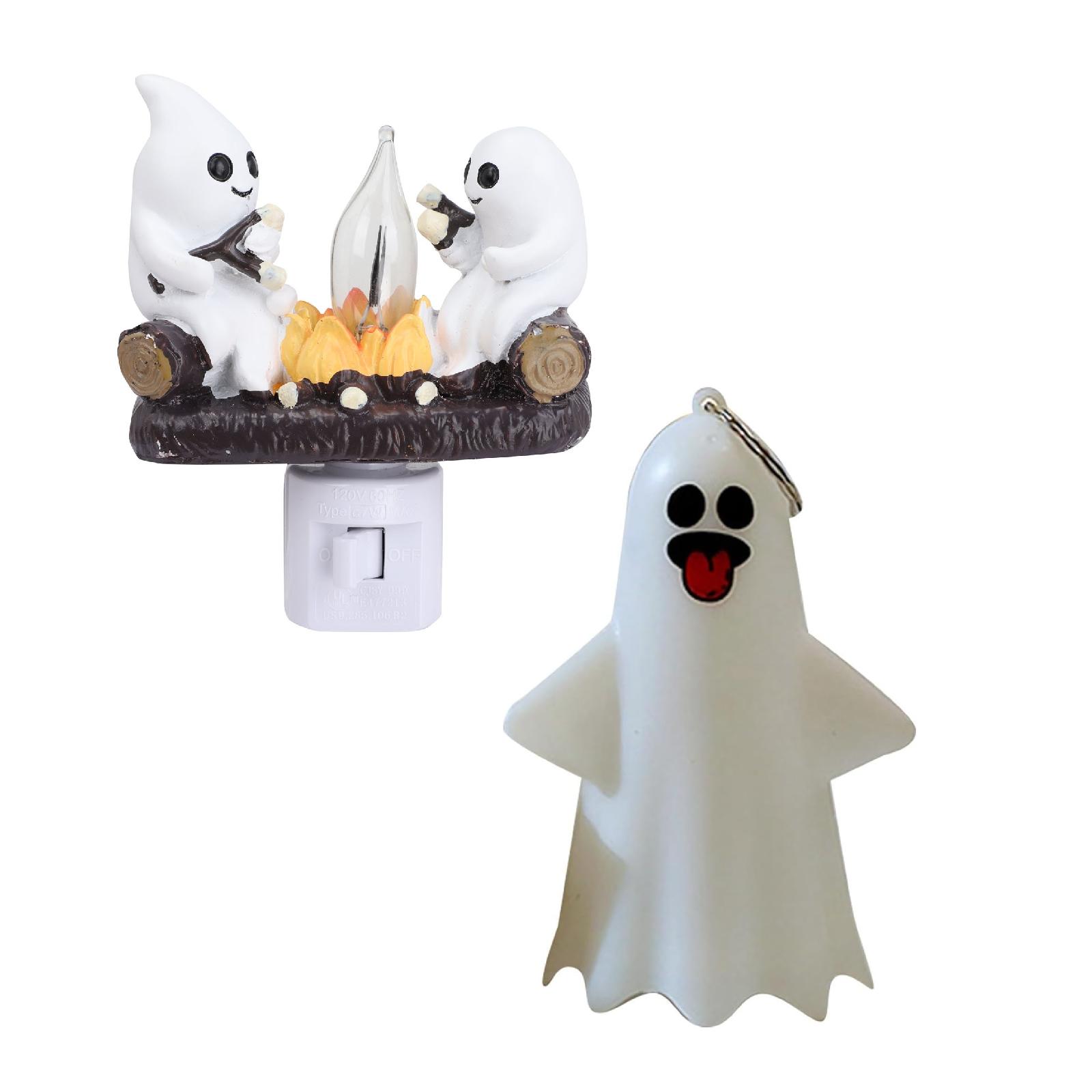 MOQIN Ghost Campfire Flickering Nightlight, Halloween Party Decoration, Campfire Night Light Plug into Wall,Spooky Fire Marshmallow Night Light Halloween Gifts